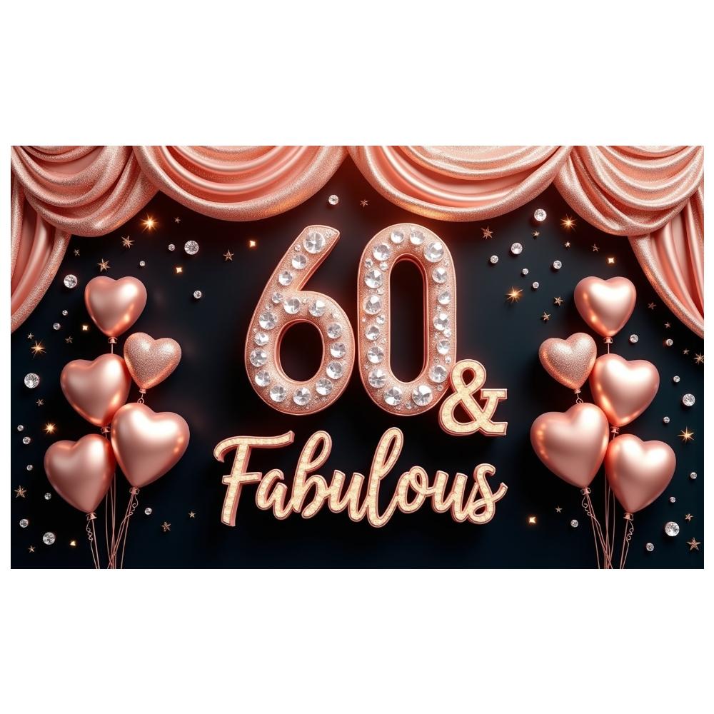 60th Birthday Banner Rhinestone Embellished Adult Birthday Background Birthday Celebration Display Sparkly Diamonds For Adult
