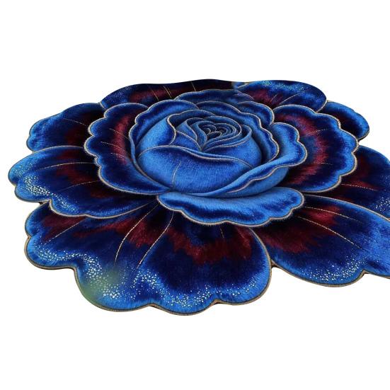 Floral Plush Floor Mat 3D Flower Optical Illusion Rugs Non-Slip Water-Absorbent Bath Mat for Bathroom Bedroom Entrance Vanity Area