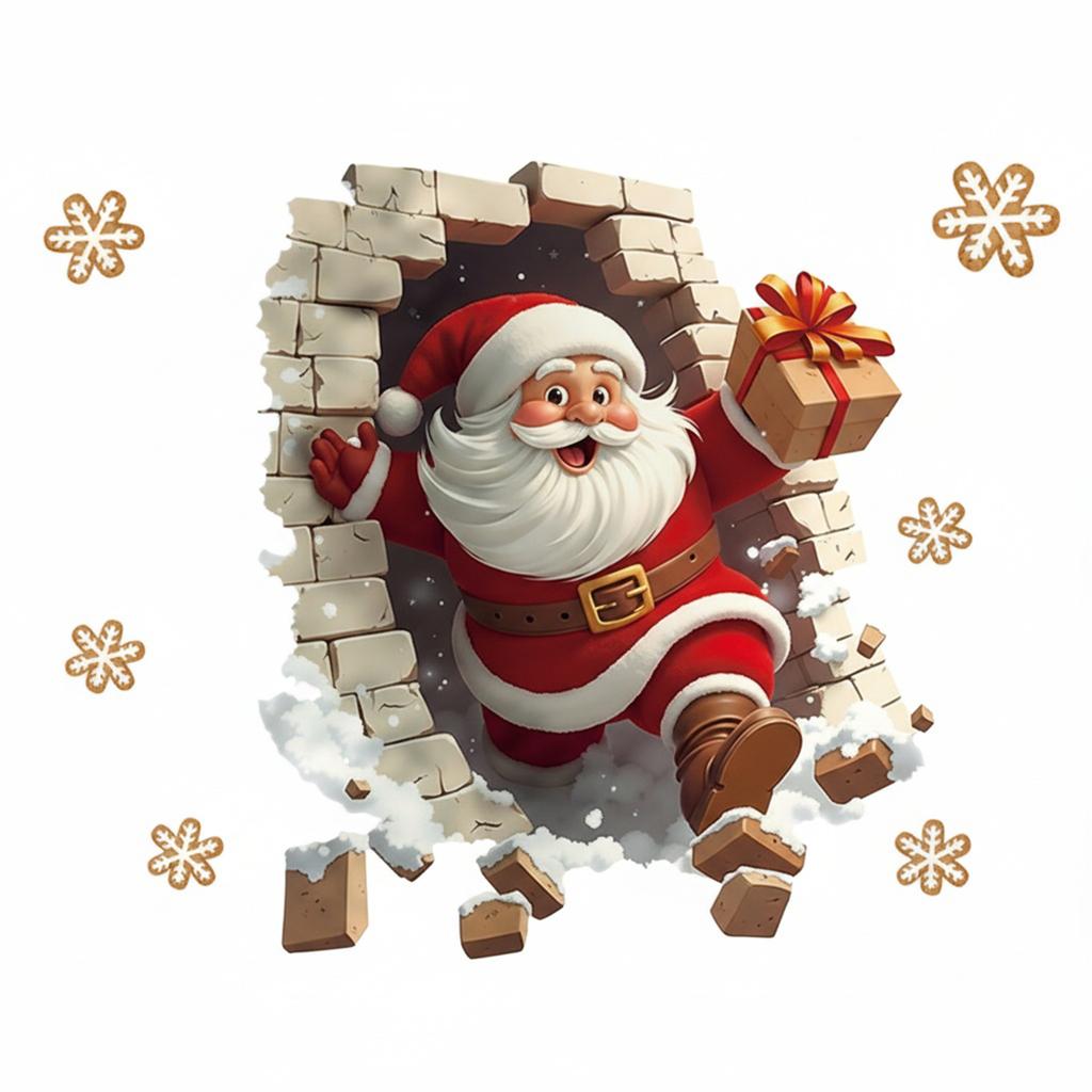 3D Christmas Santa Claus Wall Stickers Removable Wall Decal Holiday Decor for Home and Living Spaces