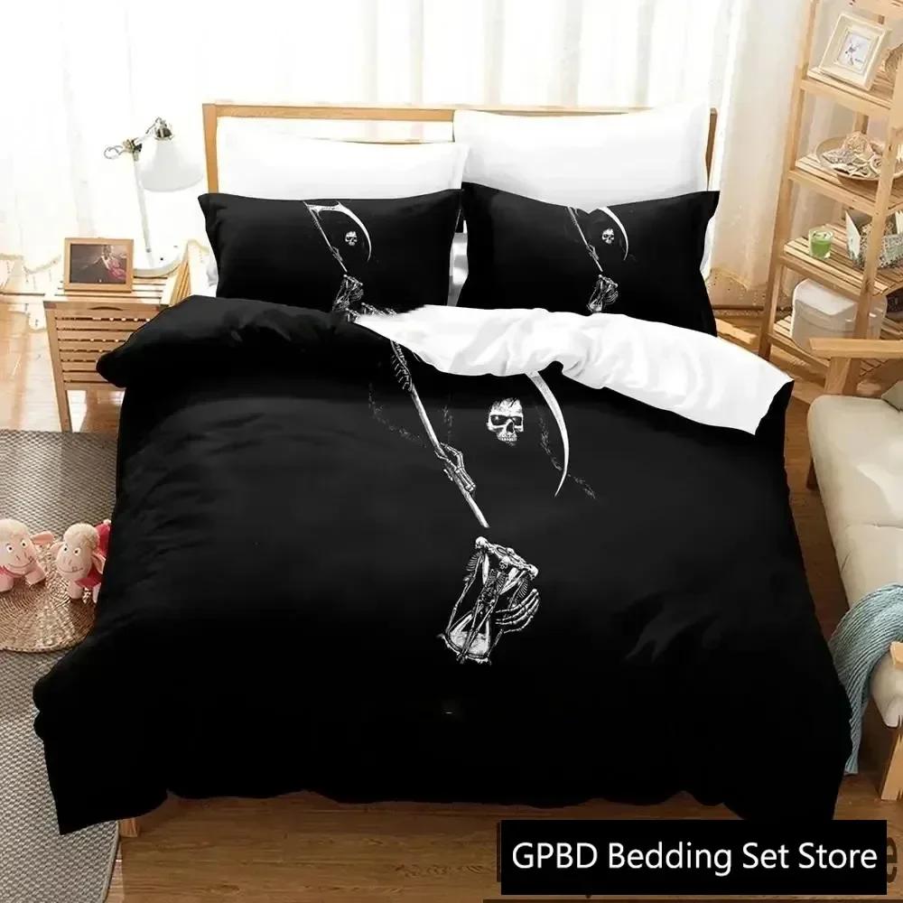 Luxury New 3D Print Dark Grim Reaper  Bedding Set Boys Girls Twin Queen King Size Duvet Cover Bed Boys Adult Home Textileextile