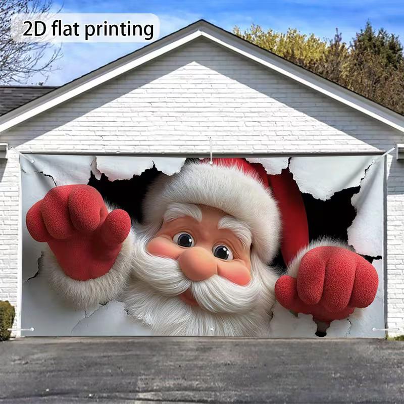 

2D Christmas Garage Door Banner Santa Breakthrough Design for Festive Outdoor Party 47.2x31.5inch/120*80cm