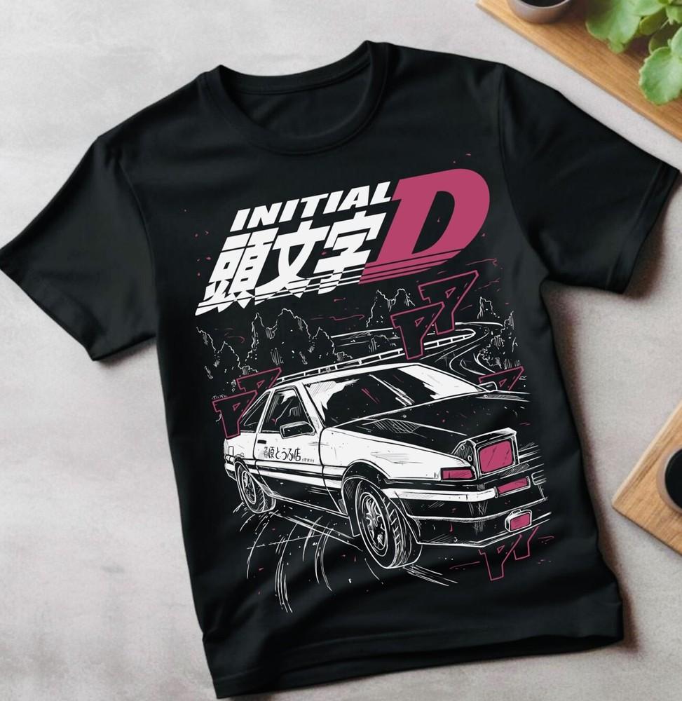 Initial D Itsuki Fujiwara T-Shirt Anime Manga Movie Unisex Black Shirt All Size