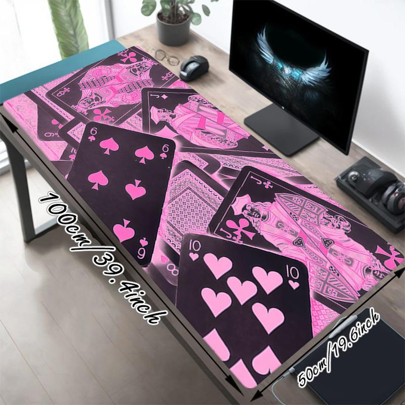Pink Cards Xl Gaming Mouse Pad Nonslip Rubber Base Stitched Edge Waterproof Desk Mat For Pc Laptop Gamer Office Computer Accessories C92969