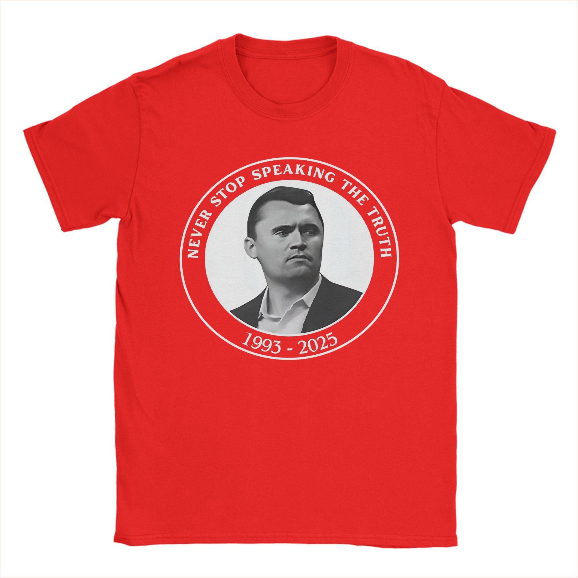 

Мужская футболка Charlie Kirk Смешная Чистый хлопок Футболки с коротким рукавом Футболка Круглый вырез Одежда Графический принт S