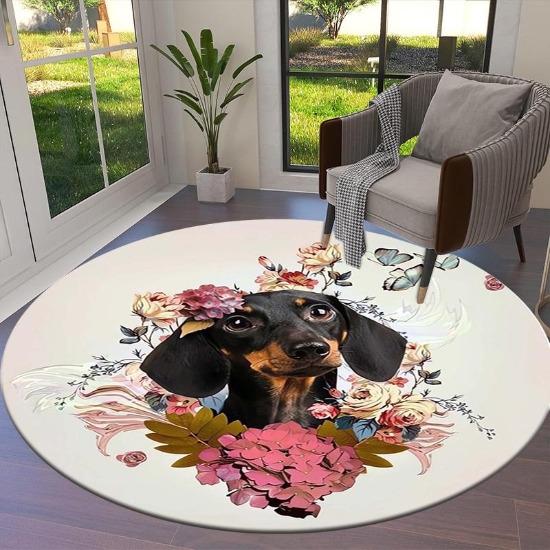 1pc Office Carpet Chair Mats Floral Dachshund with Butterflies Perfect for Decorating Office Chairs, Living Rooms, Or Bedrooms