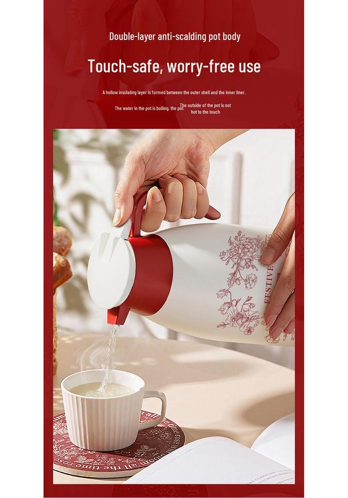 Red Thermos Flask for Couples - Large Capacity Hot Water Bottle, Perfect for Wedding Dowries