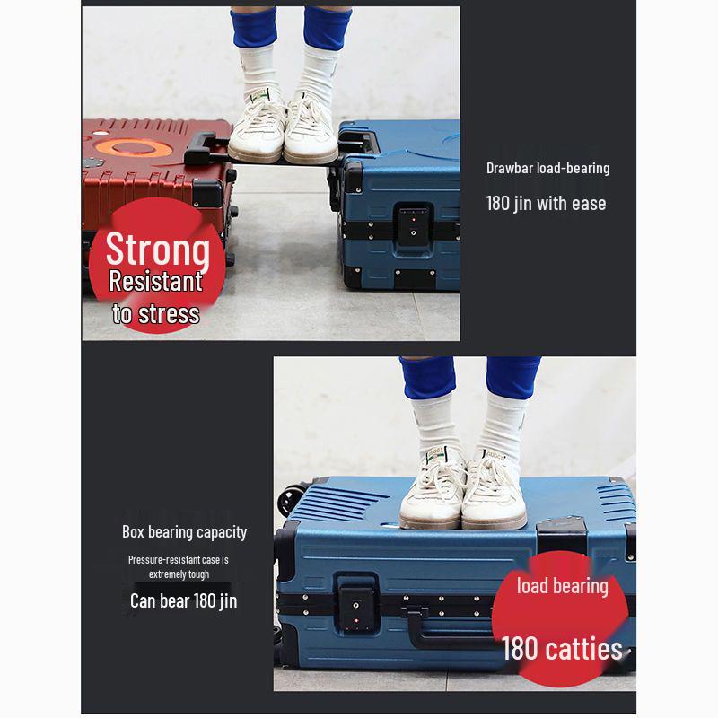 Aluminum Frame Leather Suitcase 20"/28" with Universal Wheels for Men, Women, Students