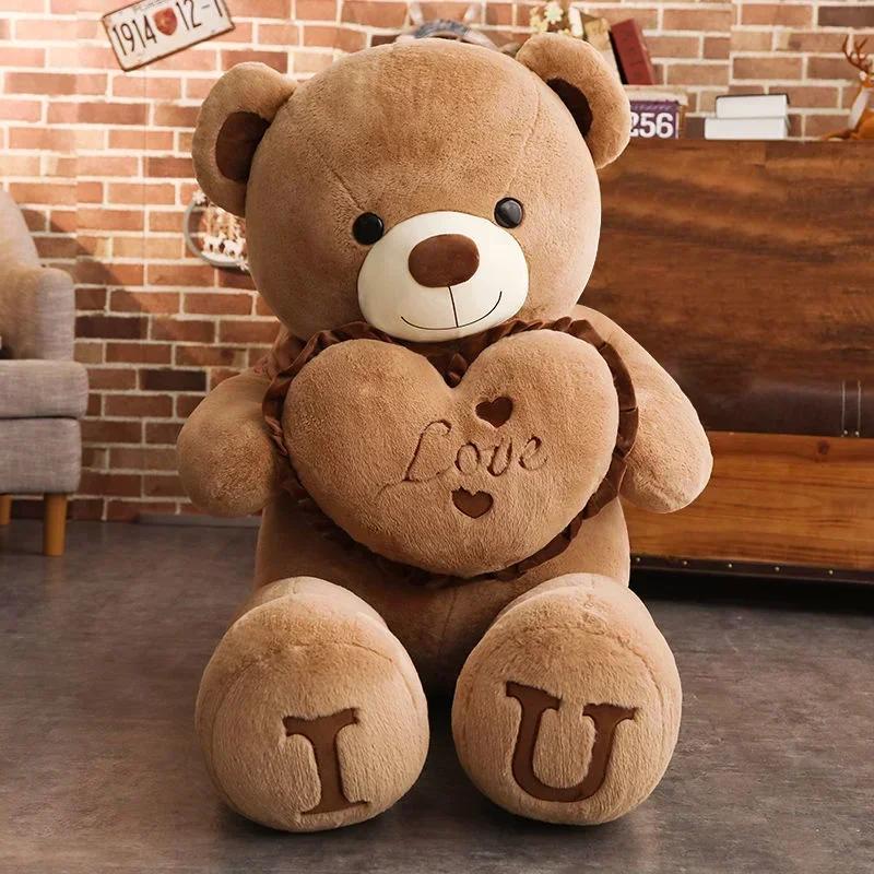 80/100cm Big LOVE Plush Toy Bear Giant Stuffed Animals Birthday Valentines Day Gifts Soft Pillow Dolls Grilfriend Girls Wife Kid