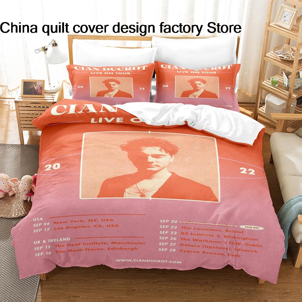 Cian Ducrot Pattern Bedding Set 3Pcs Duvet Cover Pillowcase Lightweight Microfiber Bed Linen Home Bedroom Decor For Music Fans