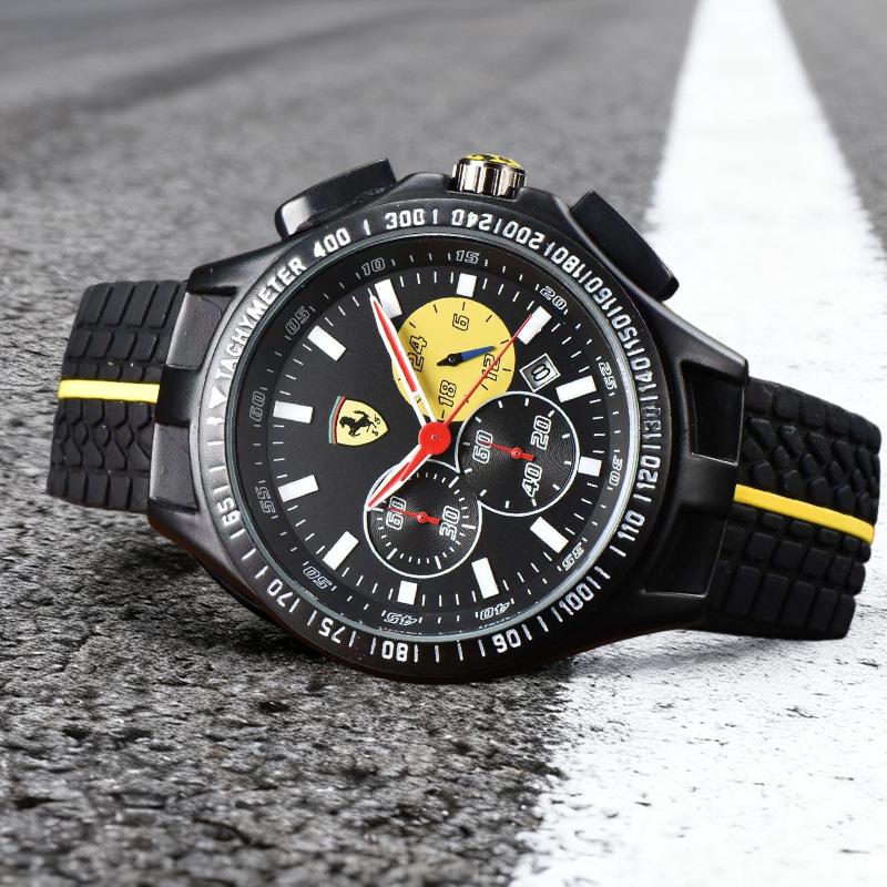 Fashion Men Women Watche Quartz Wristwatches Silicone Sports Clock Gifts For Ferrari 458 488 599 612 FF F12 Decoration Accessory