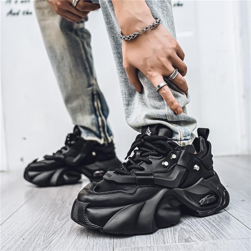 Fashion Men's White Casual Sneakers Comfortable Platform Shoes Men Designer Height Increasing Sneakers Men Lace-Up Chunky Shoes