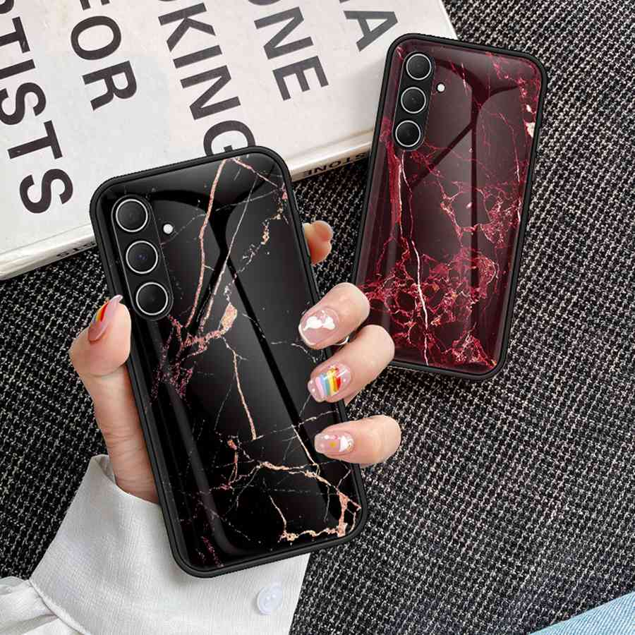 Funda de Cristal Templado Marmoleada para Teléfono Samsung Galaxy A15 A17 A56 S25 S23 A26 A36 A16 A25 A32 A52 A14 A34 A54 A24 A13 A73 A53 A33 A23 A35 A55 5G