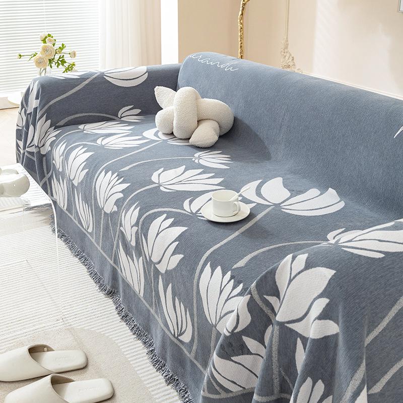 Small Fresh Sofa Cover Pastoral Style Four-season Universal Chenille Anti-slip Sofa Cushion Cover Anti-cat Scratch Sofa Towel