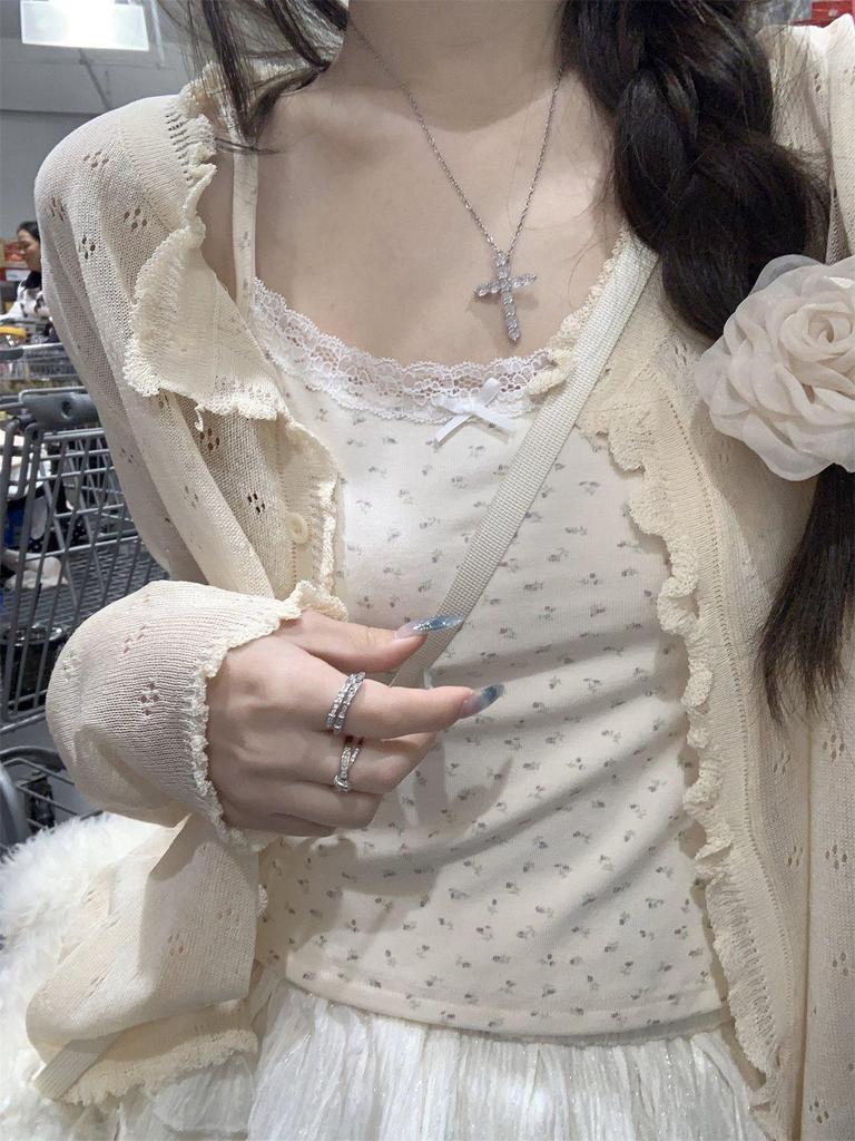 Ice Silk Thin Knitted Summer Cardigan with Long Sleeves and Sun Protection