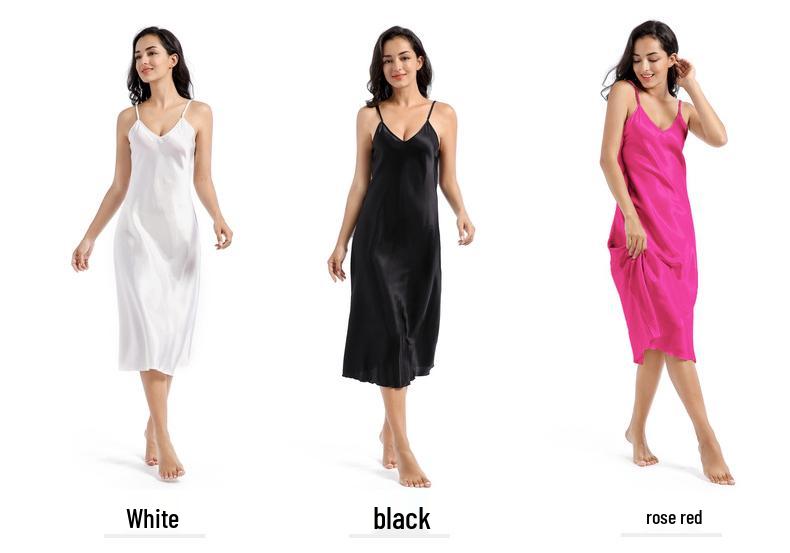 Plus Size Satijnen Diepe V-hals Spaghetti Bandjes Nachtjapon