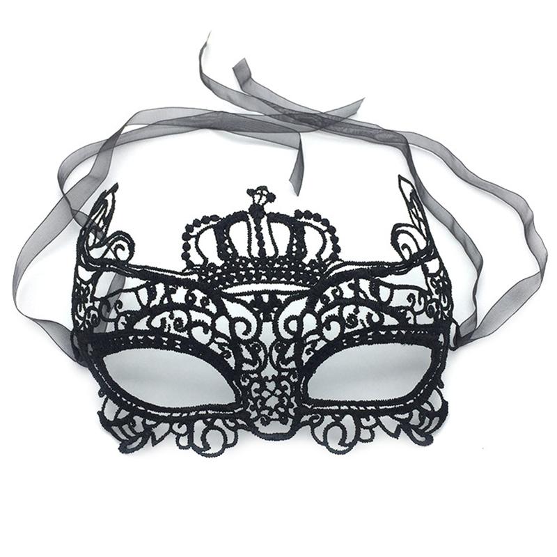 Dámská maska na obličej s dutou krajkou Sexy maska na oči Cosplay Prom Party Props