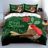 Christmas Robin Pattern Decor Bedding Duvet Cover Set Duvet Cover Pillowcases  (1*Duvet Cover 2*Pillowcases, Without Duvet Insert)