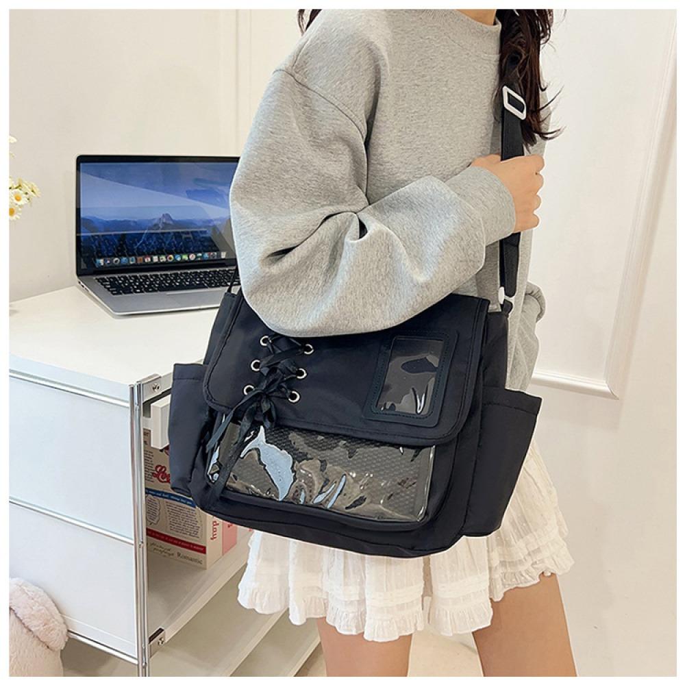 Strap ita bag, large-capacity shoulder crossbody bag, ita bag, anime-themed bag, versatile, girly, college-, transparent, s