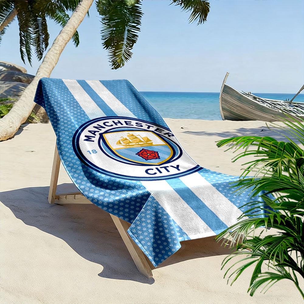 Manchester City Logo Beach Towel Beach Towel Quick-drying for Travel Outdoor Sports Jogging Beach and Swimming
