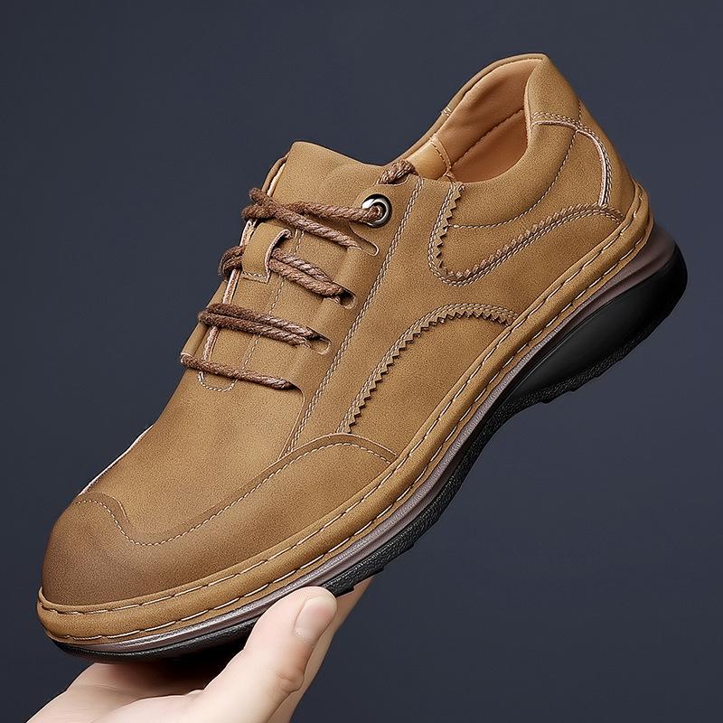

Fashion 2025 New Designer Soft Leather Shoes for Men Solid Color Fashion Casual Lace Hiking Board Shoes Male Autumn Platform Shoe Man 38