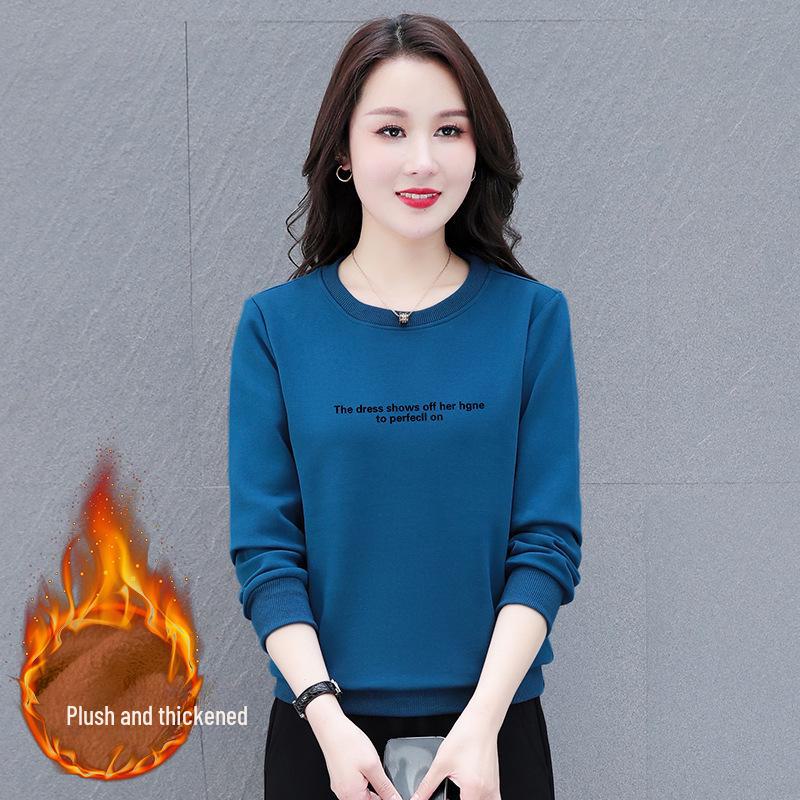 Hanorac cu guler rotund pentru femei – Primăvară/Toamnă 2025, mânecă lungă, top elegant din catifea