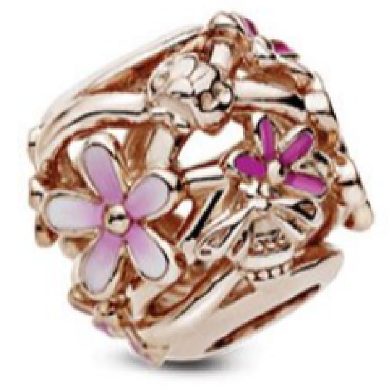Pandora Openwork Pink Daisy Flower Charm  788772c01