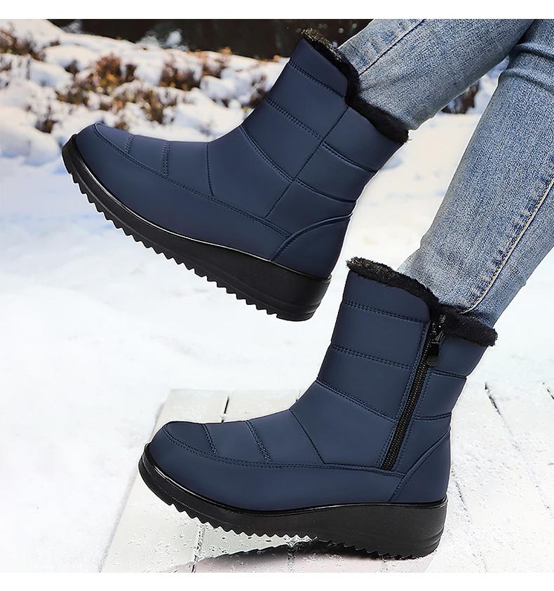 Hochwertige Warme Pelz Damen Winterstiefel Dicke Sohle Lässig Outdoor Baumwollschuhe Kältebeständig Keilabsatz Schuhe für Damen