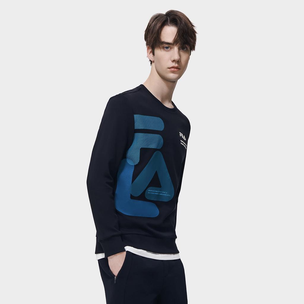 New FILA Sweatshirts Men's Jet Black F11M319214F-BK