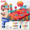 450Pcs Kids STEM Drill Set Creative Mosaic Puzzle Building Blocks Educational Engineering Kit with Screwdriver for Boys Girls