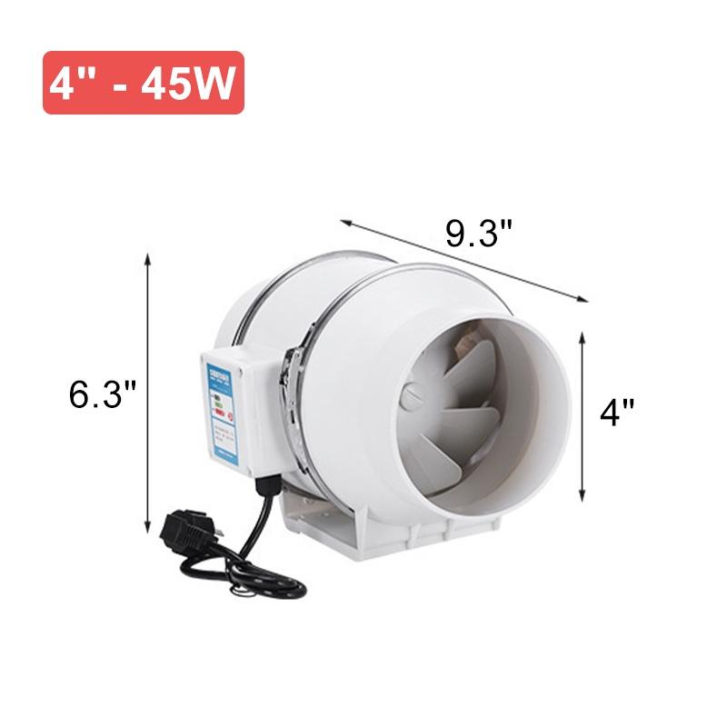 45W 220V 4 Ventilation Kitchen Toilet Wall Air Cleaning Exhaust Fan Home Silent Inline Pipe Duct Fan Bathroom Extractor