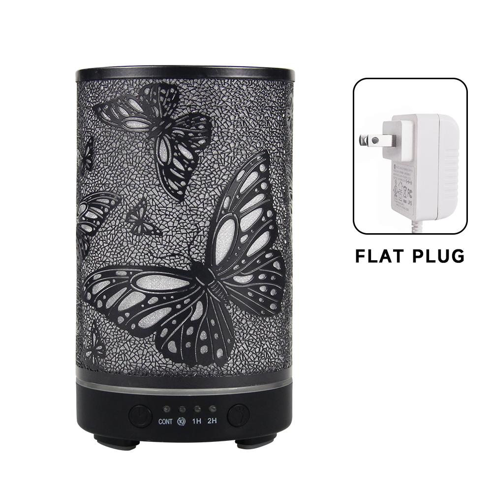 

100ml Aroma Diffuser Hollowed-out Butterfly Ultrasonic Air Humidifier Timing Function Essential Oil Diffuser with LED Lights