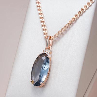 Luxury Geometric Pendant Women Necklace Grey Large Zircon Necklace Golden Accessories Wedding Party Jewelry