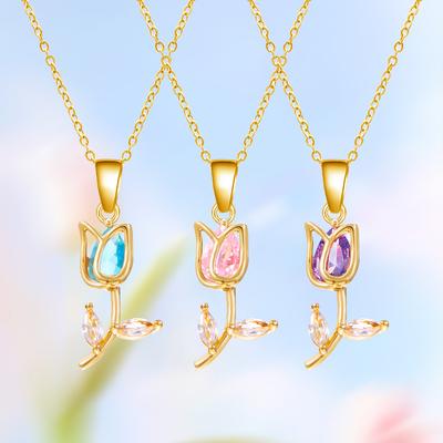 Europäische und amerikanische neue modische kleine frische Blumenkette vielseitige Tulpe Kristall Diamant Armband Halskette