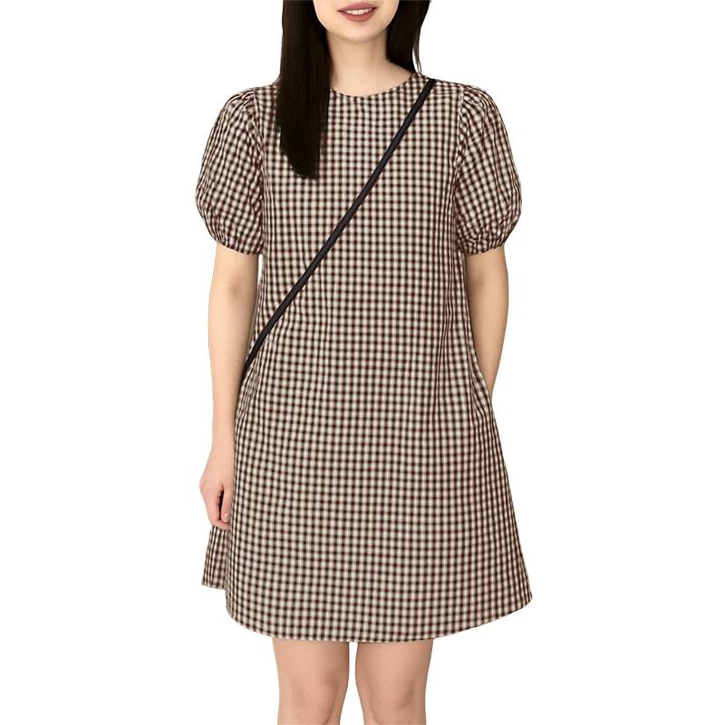 

ZANZEA Женское повседневное платье с круглым вырезом, принтом в клетку, летнее, с коротким рукавом 4XL