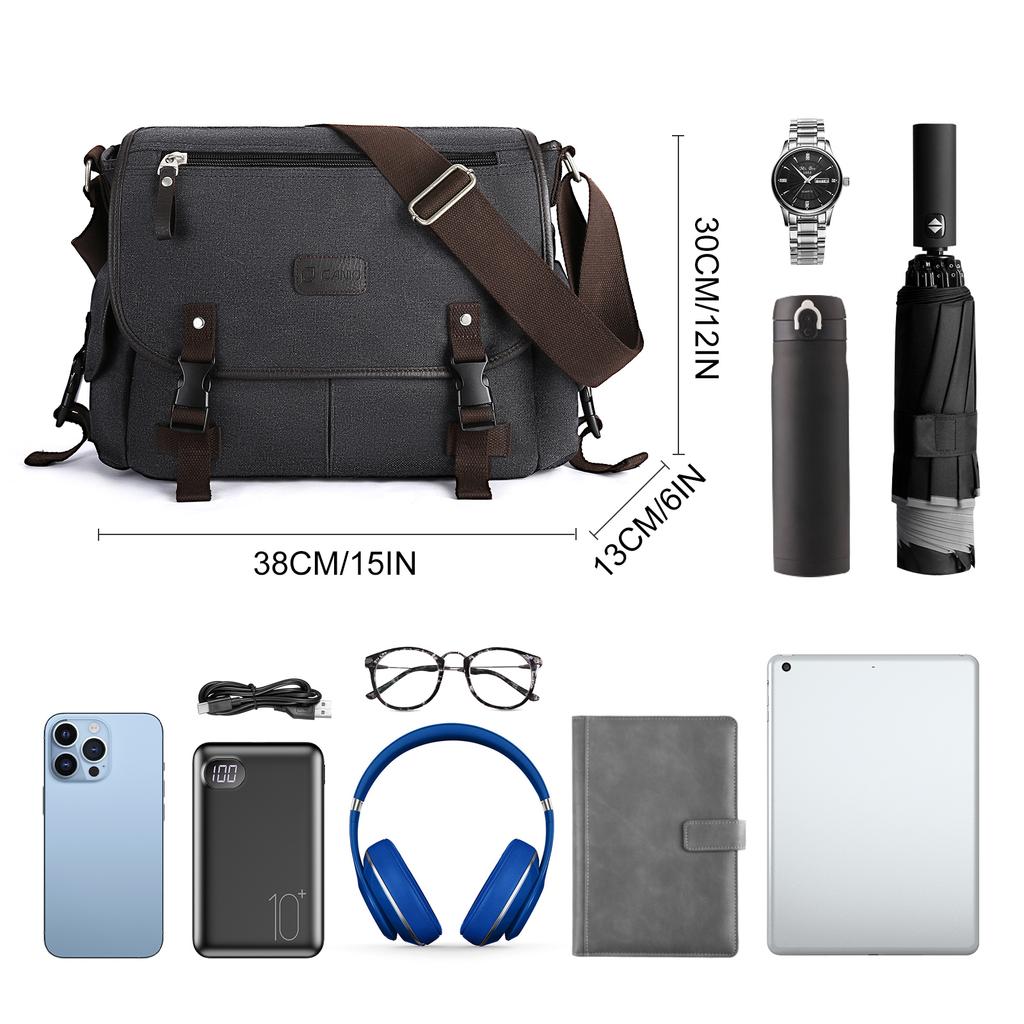 Messenger Bag For Men Retro Canvas Satchel Casual Briefcases Laptop Bag Fit 13Inch,Water Resistant Crossbody College Satchel Bag