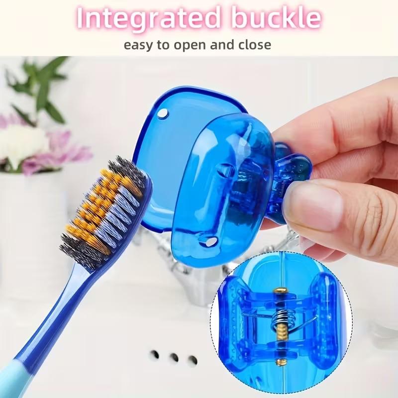 Toothbrush Storage Clip Travel Essential Toothbrush Protector Cap Portable Plastic Case for Home Travel Dustproof HeadProtection