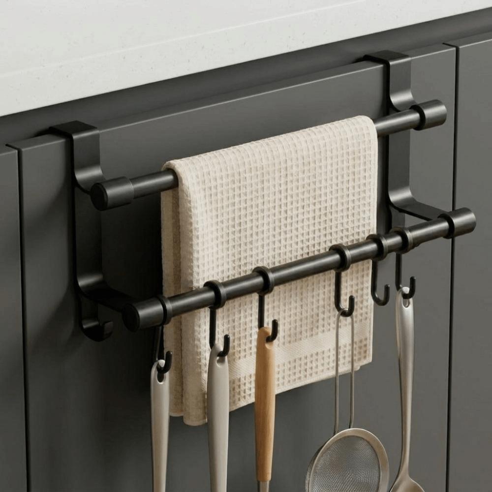 Space-Saving Double Rod Towel Rack Punch-Free Bath Towel Organizer Toilet Storage