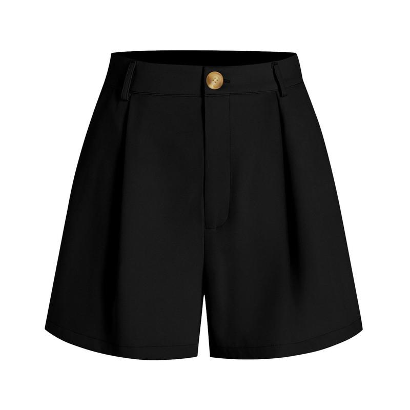 

Женские шорты, модные летние эластичные повседневные шорты с высокой талией и карманами S чёрный