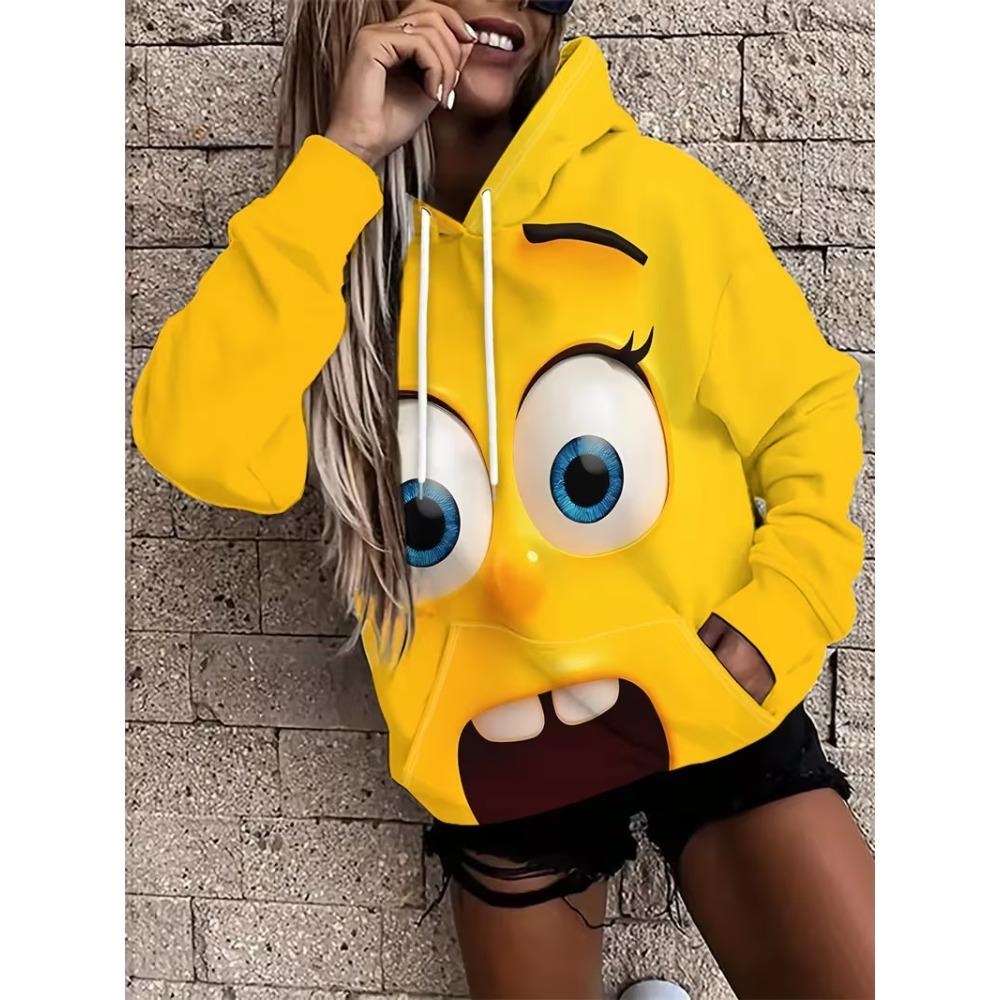 Autumn Winter Creative Colorful Animals 3D Digital Printed Women's Loose Fitting Pullover Hoodies Fashionable Long Sleeved Hoodies