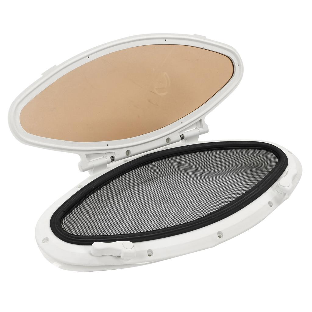 470x210mm Inward Opening Oval Porthole Anti UV Waterproof Portlight with Insect Screen Switch Handle for Yacht Ships