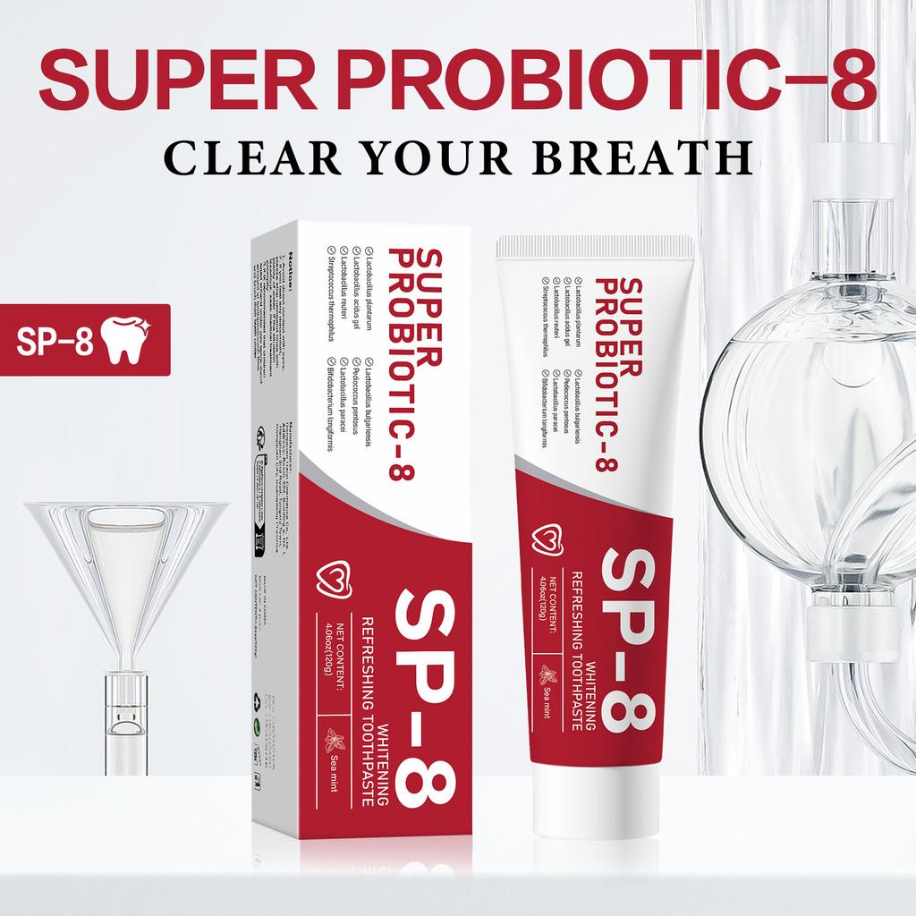 SP-8 Probiotic Toothpaste,Hydroxyapatite Repair for Oral Care Deeply Clean,Removes Stains,Fresh Breath Keep Mouth Health 120g