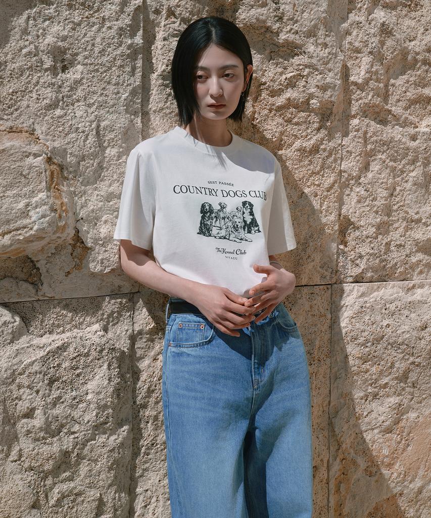 Siyajyu Sitp5296 Country Dogs Club Short Sleeve T-Shirt_White