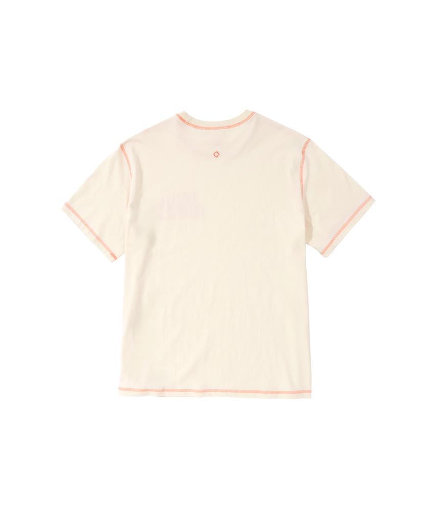 HELLO SUNRISE Hs Doodle Typo Stitch Tee_Cream