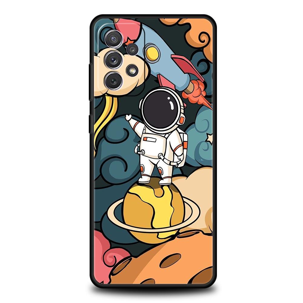 Cartoon Cute Cosmonaut Phone Case for Samsung Galaxy A55 A35 A15 A14 A13 A25 A54 A51 A71 A72 A73 A32 A52 A41 5G Soft TPU Shell