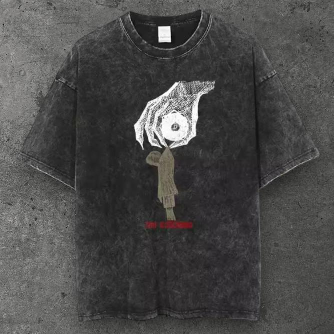 Mens Distressed Surreal Oversized T Shirt Washed Black Grunge Aesthetic S-4XL S разноцветный