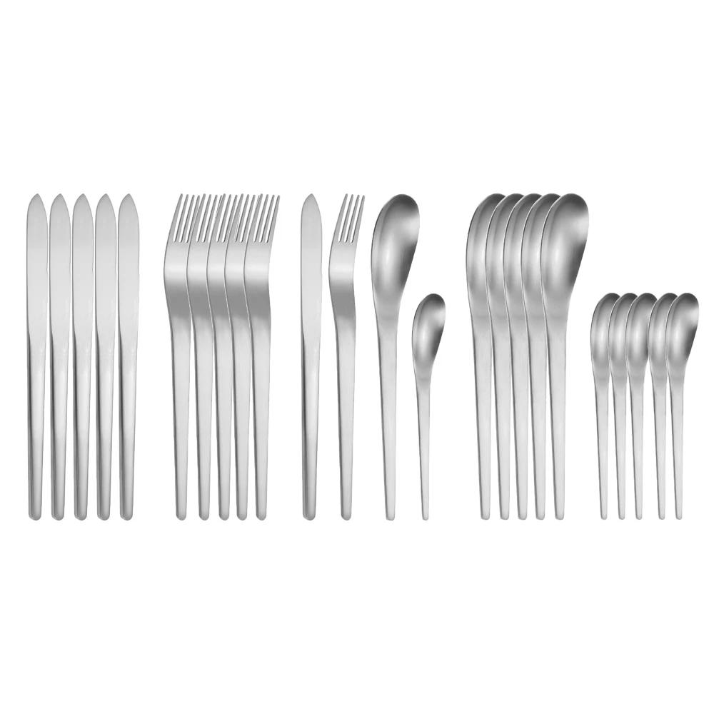 

Набор столовых приборов из 24 предметов, матовые черные вилки, ножи, ложки, столовая посуда, можно мыть в посудомоечной машине, столовые приборы из нержавеющей стали, свадебный подарок серебряный