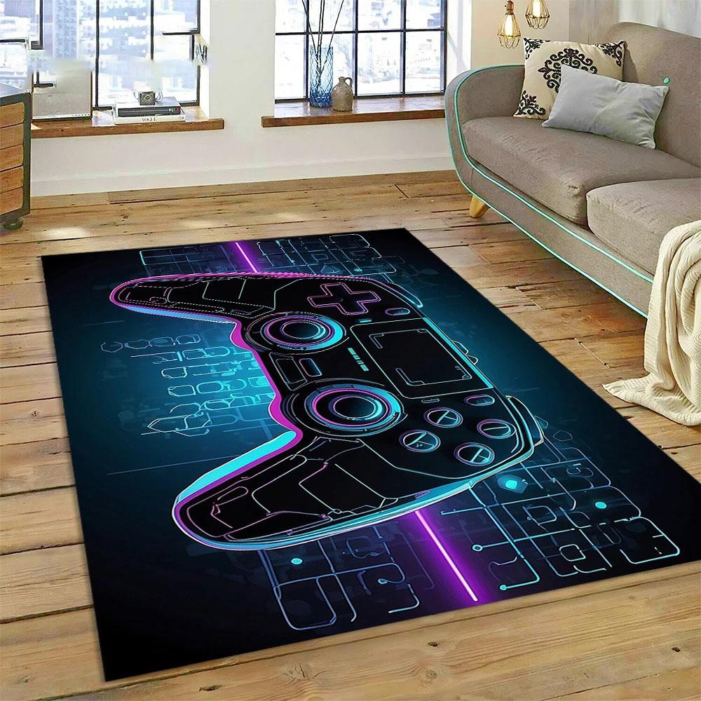 Console Gaming Carpet for Boy's Bedroom Living Room Decoration Washable Polyester Anti Slip Floor Mat Sofa Decor Big Size Rug