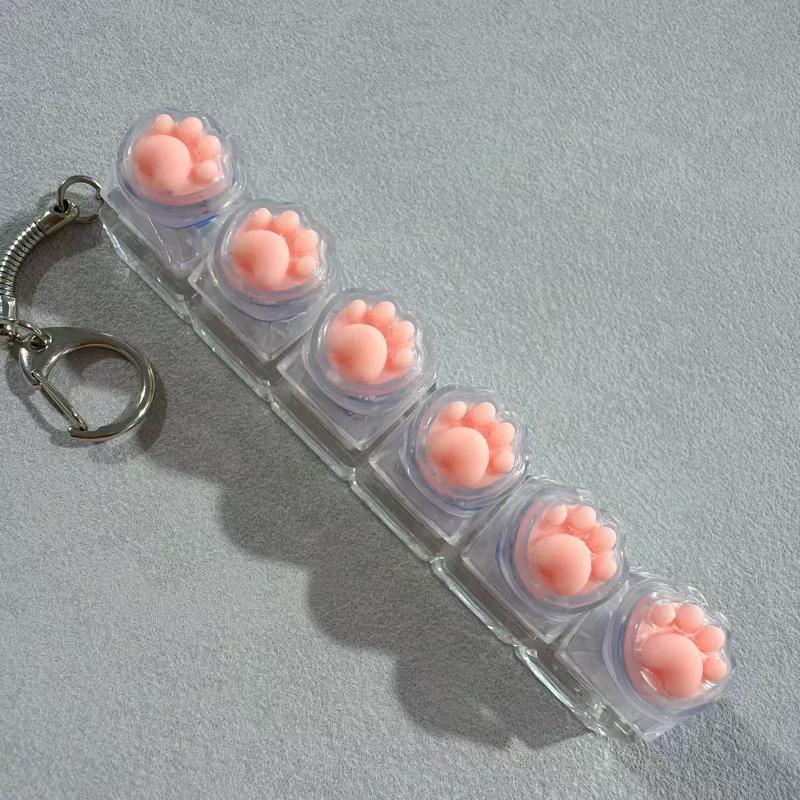Cute Cat Claw Silicone Keyboard Button Fidget Toy Transparent Crystal Keycap Keychain Portable Anti-Stress Finger Relax Decompre