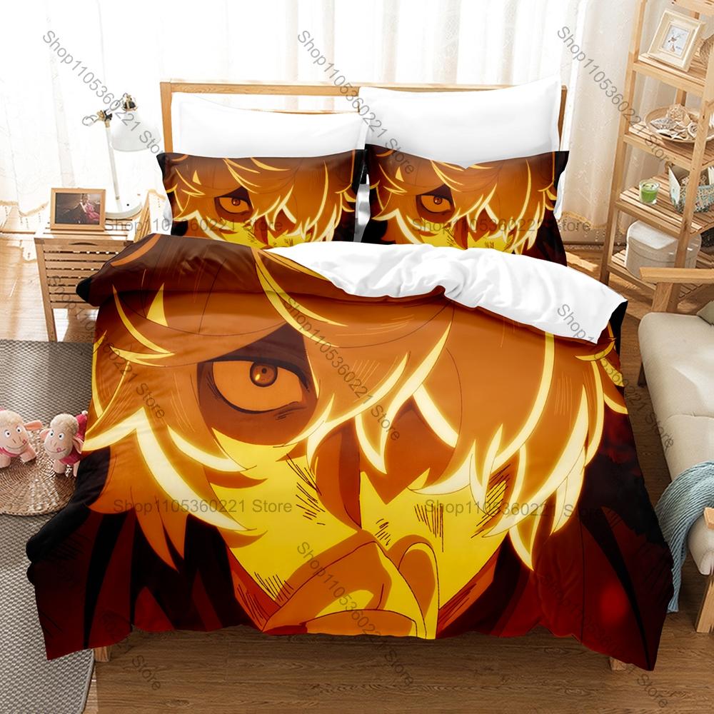 Hell’s Paradise Jigokuraku Bedding Set Duvet Cover + 2 Pillowcases Dark Edo Samurai Gabimaru Botan Demon Flower Horror Anime