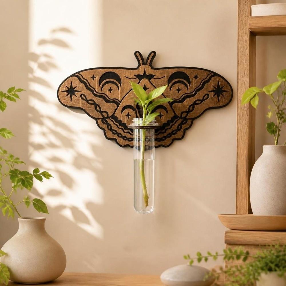 Wooden Hydroponic Planter Shelf Vase Wall Decoration Wall Shelf Flower Pot Indoor Plants